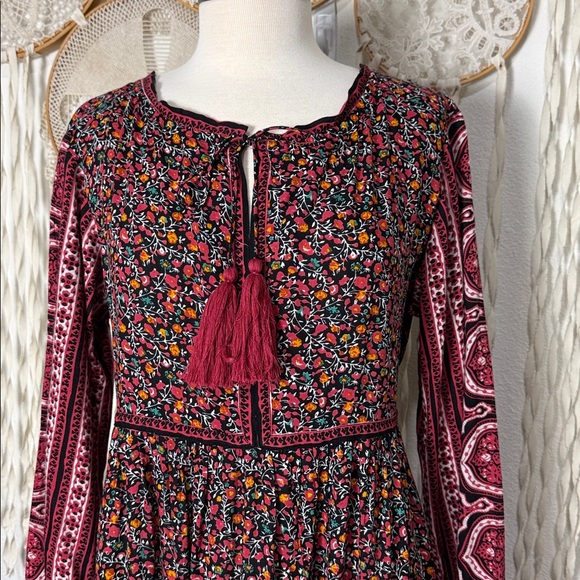 Natural Life NWT Rosa Long Sleeve Maxi Dress in Black and Red Floral Size L - Picture 8 of 12